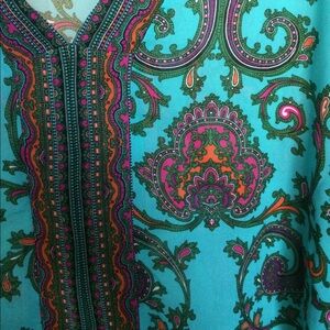 Nicole by Nicole Miller Teal and Pink Paisley Blouse